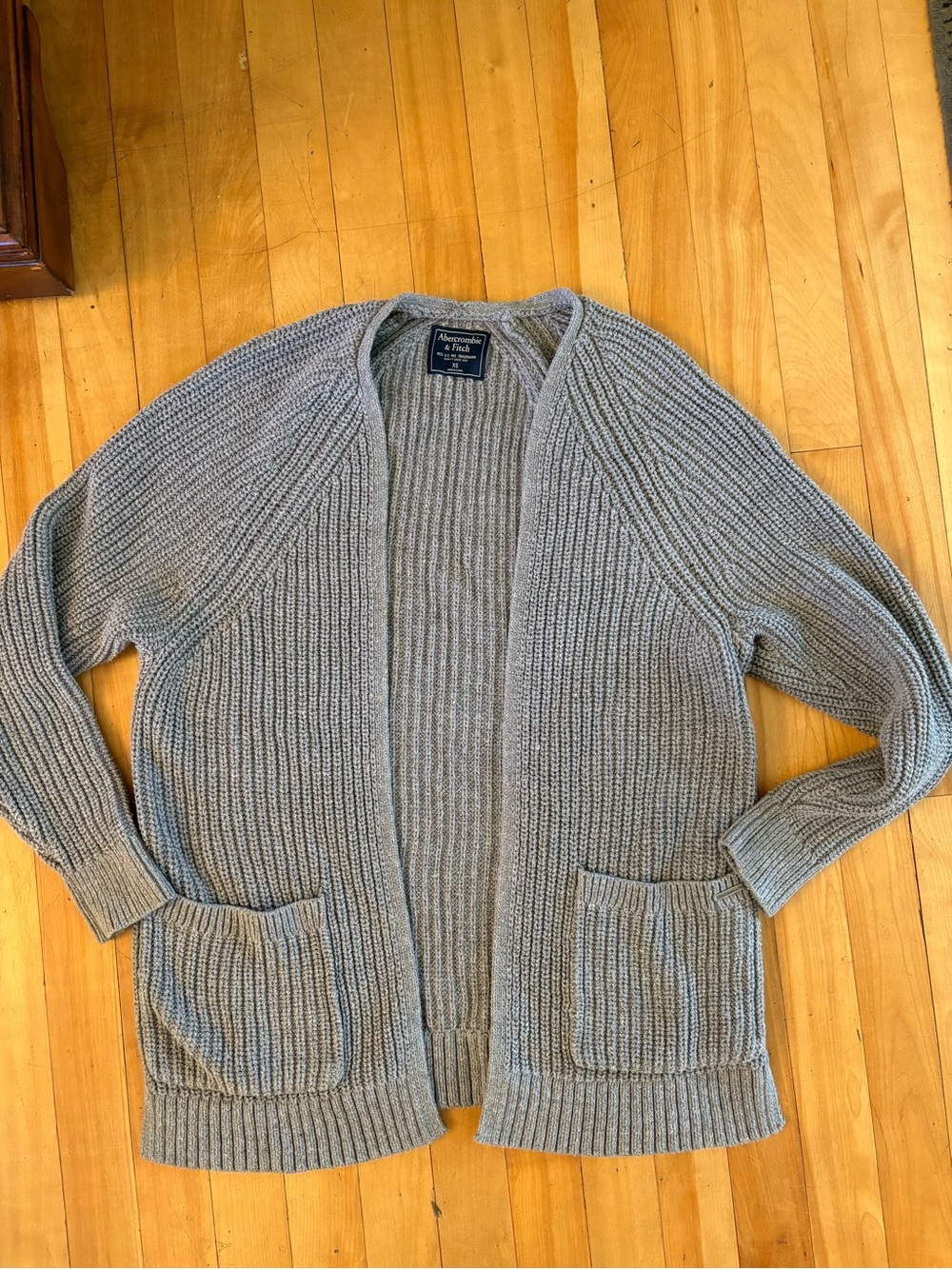 Abercrombie & Fitch Gray Ribbed Open Cardigan